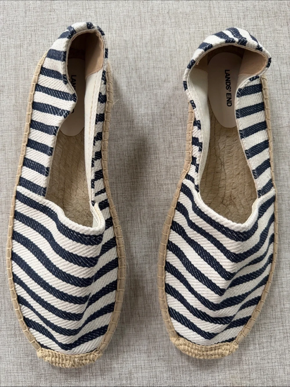 Land’s End Espadrille Women’s‎ 11 Flat Breton Navy Stripe classic preppy NEW